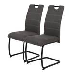 Chaise cantilever La Paz III Tissu / Métal - Noir - Anthracite - Lot de 2