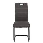 Chaise cantilever La Paz III Tissu / Métal - Noir - Anthracite - Lot de 2