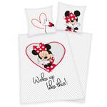 Renforcé beddengoed Minnie Mouse katoen - wit/zwart/rood