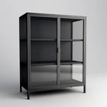 Highboard Cowee I glas/metaal - zwart