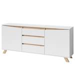 Dressoir Rauha mat wit/eikenhouten look - Breedte: 180 cm