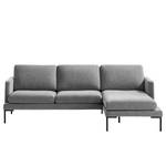 Ecksofa Bellaire Mischgewebe - Grau - Longchair davorstehend rechts - Schwarz