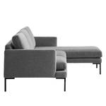 Ecksofa Bellaire Mischgewebe - Grau - Longchair davorstehend rechts - Schwarz