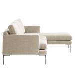 Ecksofa Bellaire Mischgewebe - Hellbeige - Longchair davorstehend rechts - Silber