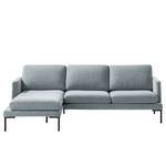 Ecksofa Bellaire Mischgewebe - Pastellblau - Longchair davorstehend links - Schwarz