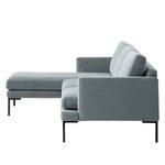 Ecksofa Bellaire Mischgewebe - Pastellblau - Longchair davorstehend links - Schwarz