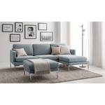 Ecksofa Bellaire Mischgewebe - Pastellblau - Longchair davorstehend rechts - Silber