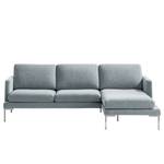 Ecksofa Bellaire Mischgewebe - Pastellblau - Longchair davorstehend rechts - Silber