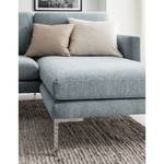 Ecksofa Bellaire Mischgewebe - Pastellblau - Longchair davorstehend rechts - Silber