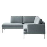 Ecksofa Bellaire Mischgewebe - Pastellblau - Ottomane davorstehend links - Silber