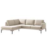 Ecksofa Bellaire Mischgewebe - Hellbeige - Ottomane davorstehend links - Schwarz