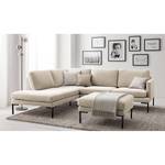 Ecksofa Bellaire Mischgewebe - Hellbeige - Ottomane davorstehend links - Schwarz