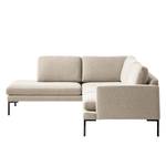 Ecksofa Bellaire Mischgewebe - Hellbeige - Ottomane davorstehend links - Schwarz