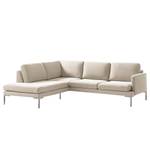 Ecksofa Bellaire Mischgewebe - Hellbeige - Ottomane davorstehend links - Silber