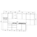 Küchenzeile Melano VI (9-teilig) Hochglanz Schwarz / Weiß - Breite: 380 cm - Ohne Elektrogeräte
