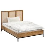 Bedframe Vina massief mangohout/rotan - mangohout/zwart - 140 x 200cm