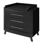 Commode à langer Miami Black Noir - Bois manufacturé - 109 x 101 x 53 cm