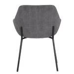 Gestoffeerde stoel Richville ribfluweel-fluweel/ijzer - grijs/zwart