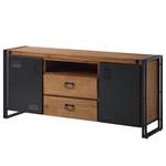 Dressoir MANCHESTER 2 lades 2 deuren massief acaciahout/metaal - acaciahout/antracietkleurig