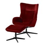 Relaxfauteuil Salla fluweel - incl. hocker - Velours Lore: Bordeaux