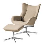 Fauteuil relax Salla Étoffe de coton - avec repose-pieds - Coton Runa: Beige