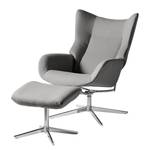 Fauteuil relax Salla Étoffe de coton - avec repose-pieds - Coton Runa: Gris