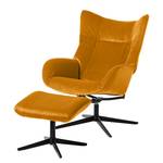 Relaxfauteuil Salla fluweel - incl. hocker - Velours Lore: Saffraan