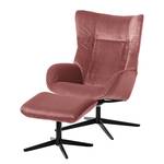 Relaxfauteuil Salla fluweel - incl. hocker - Velours Lore: Mauve