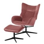 Relaxfauteuil Salla fluweel - incl. hocker - Velours Lore: Mauve