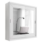 Armoire à portes coulissantes Sanday Blanc - Largeur : 200 cm - Avec portes miroir