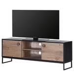 Tv-meubel Bayamon massief eikenhout & acaciahout/metaal - eikenhout/zwart