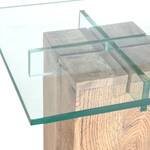 Bijzettafel Bayamon glas/massief eikenhout - eikenhout - Hoogte: 100 cm