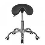 Tabouret de bureau Cloquet Imitation cuir / Métal - Chrome - Noir