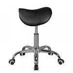 Tabouret de bureau Cloquet Imitation cuir / Métal - Chrome - Noir