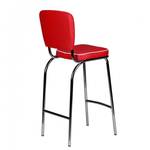 Chaise de bar Bloomery Imitation cuir / Métal - Chrome - Rouge / Blanc