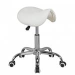 Tabouret de bureau Cloquet Imitation cuir / Métal - Chrome - Blanc