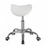 Tabouret de bureau Cloquet Imitation cuir / Métal - Chrome - Blanc