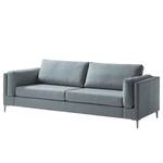 3-Sitzer Sofa COSO Classic+ Webstoff - Webstoff Inze: Graublau - Chrom glänzend