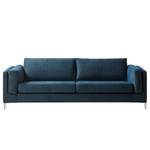 3-Sitzer Sofa COSO Classic+ Webstoff - Chenille Rufi: Blau - Chrom glänzend