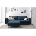 3-Sitzer Sofa COSO Classic+ Webstoff - Chenille Rufi: Blau - Chrom glänzend