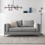 2-Sitzer Sofa COSO Classic+ Webstoff - Webstoff Inze: Hellgrau - Chrom glänzend