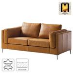 2-Sitzer Sofa COSO Classic+ Echtleder - Echtleder Taru: Hellbraun - Chrom glänzend