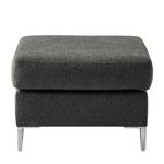 Gestoffeerde hocker COSO Classic+ geweven stof - Chenille Rufi: Antracietkleurig - Breedte: 64 cm - Chroomkleurig glanzend