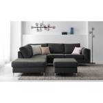 Gestoffeerde hocker COSO Classic+ geweven stof - Chenille Rufi: Antracietkleurig - Breedte: 64 cm - Chroomkleurig glanzend