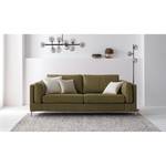 2,5-Sitzer Sofa COSO Classic+ Echtleder - Echtleder Taru: Olivgrün - Chrom glänzend