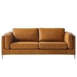 2,5-Sitzer Sofa COSO Classic+ Echtleder - Echtleder Taru: Hellbraun - Chrom glänzend