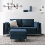 2-Sitzer Sofa COSO Classic+ Webstoff - Chenille Rufi: Blau - Chrom glänzend