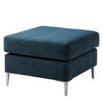 Gestoffeerde hocker COSO Classic+ geweven stof - Chenille Rufi: Blauw - Breedte: 64 cm - Chroomkleurig glanzend