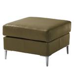 Gestoffeerde hocker COSO Classic+ echt leer - Leer Taru: Olijfgroen - Breedte: 64 cm - Chroomkleurig glanzend