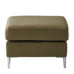 Gestoffeerde hocker COSO Classic+ echt leer - Leer Taru: Olijfgroen - Breedte: 64 cm - Chroomkleurig glanzend